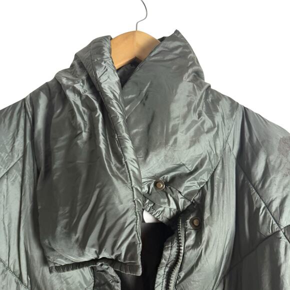OOF Green Quilted Oversized Nylon High Neck Puffer Jacket Size XS - Picture 6 of 16